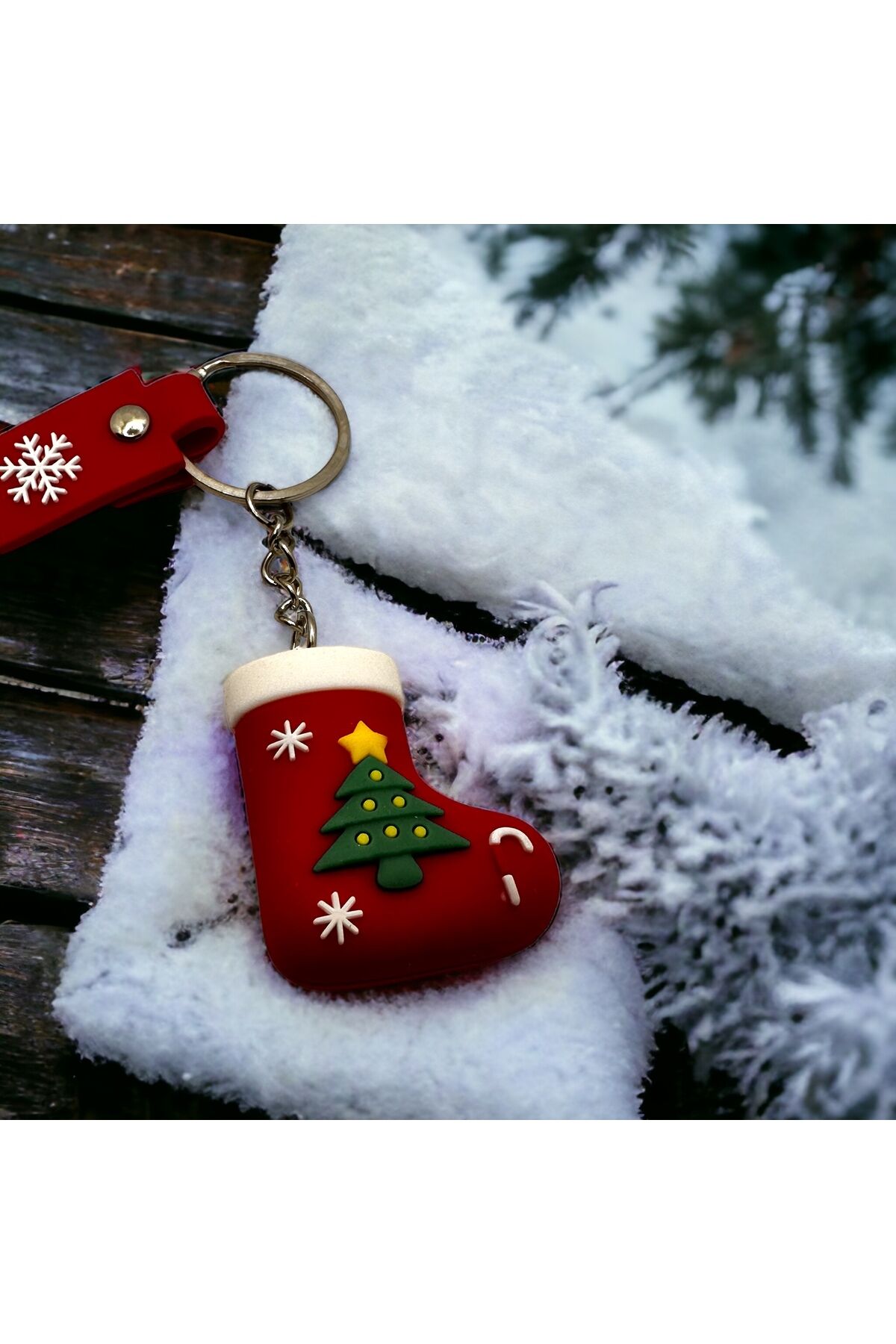 Yılbaşı temalı Anahtarlık Yılbaşı hediyesi Anahtarlık Noel Baba Anahtarlık çorap