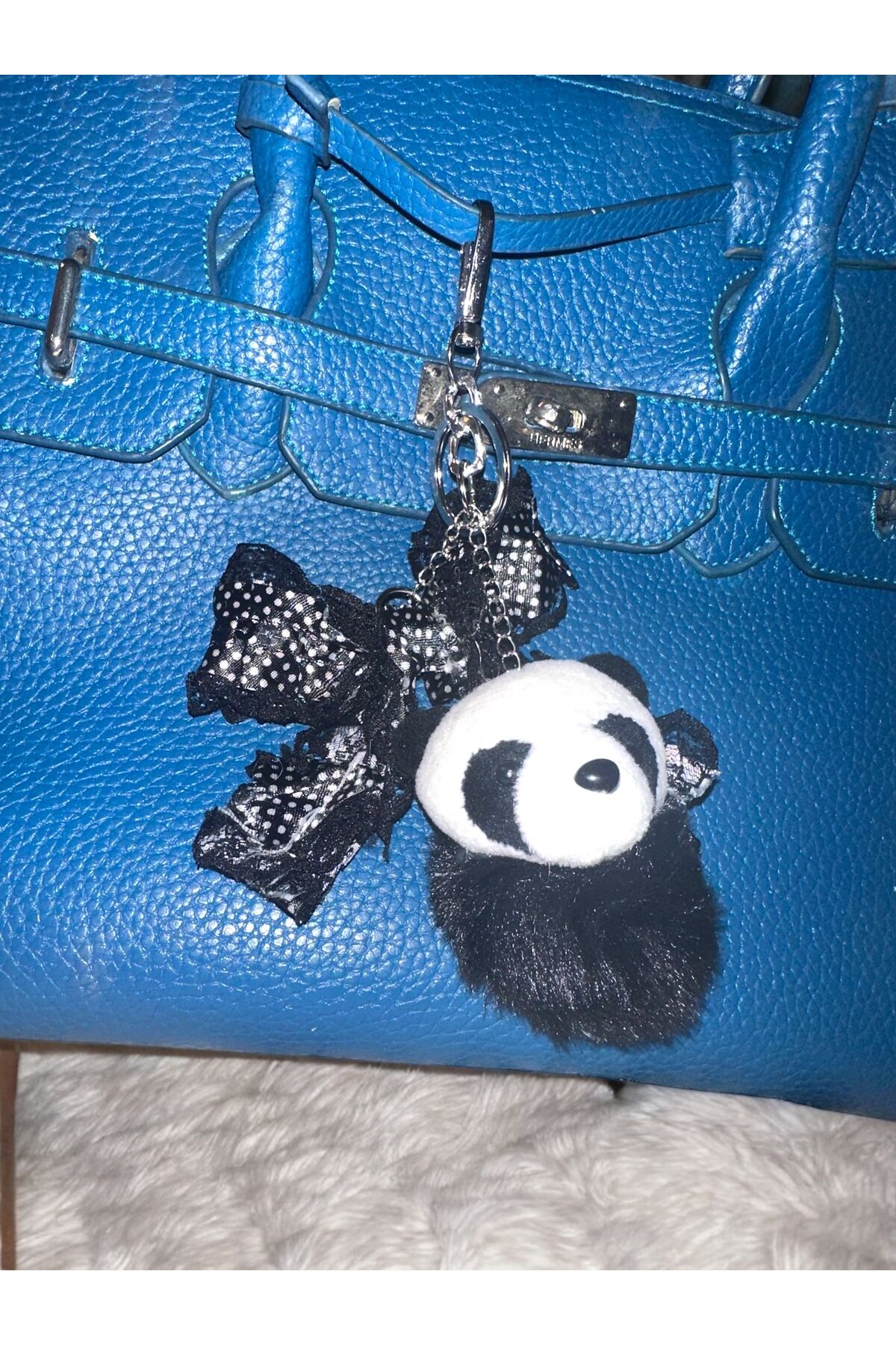 Çanta aksesuarı panda çanta charmı fiyonk anahtarlık tasarım charm panda charm