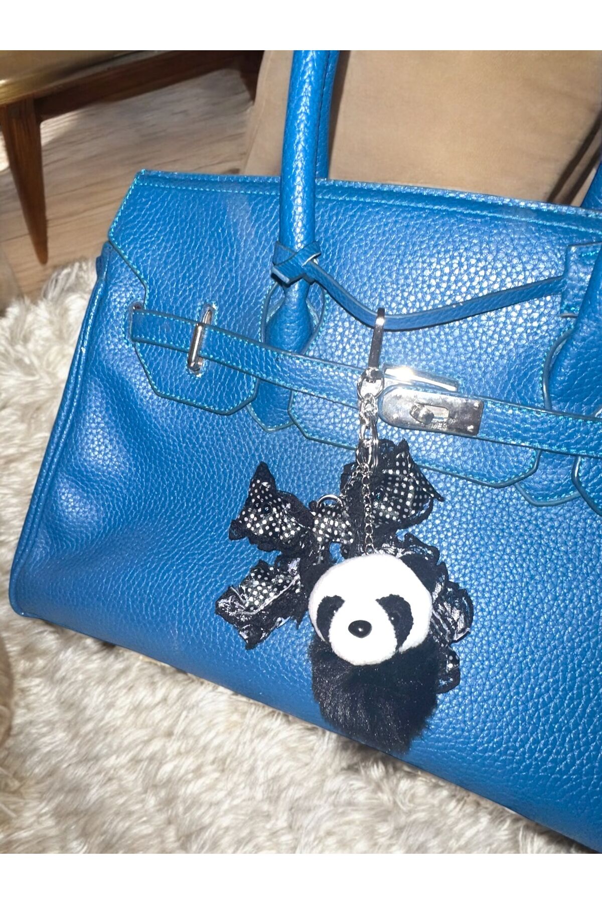 Çanta aksesuarı panda çanta charmı fiyonk anahtarlık tasarım charm panda charm