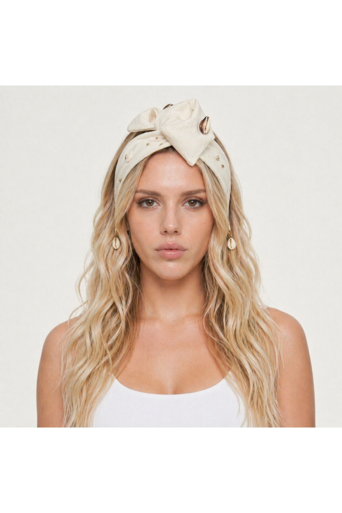 Oceana Pearl Telli Bandana  deniz kabuklu telli saç bandı tasarım bandana