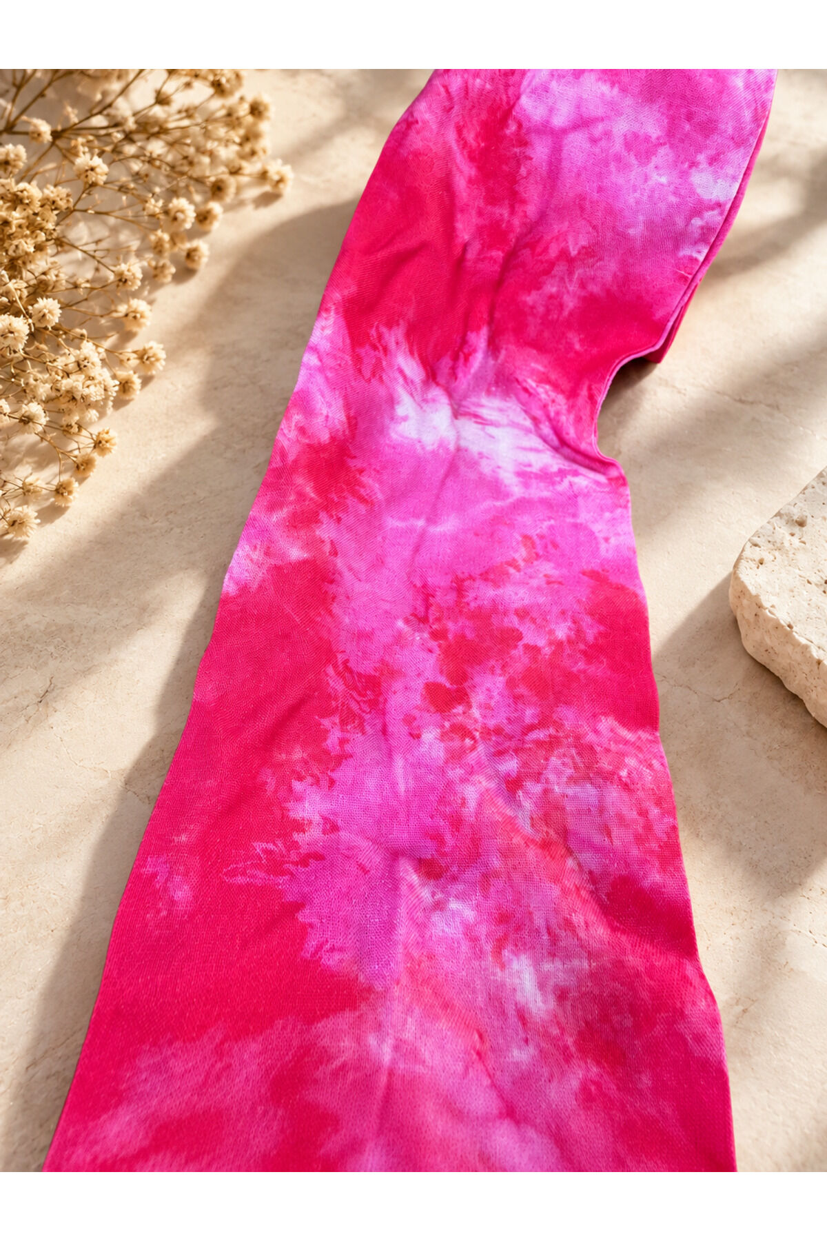 Pembe Batik Desenli Telli Saç Bandı Büyük Fiyonk Detaylı Şık Saç Aksesuarı