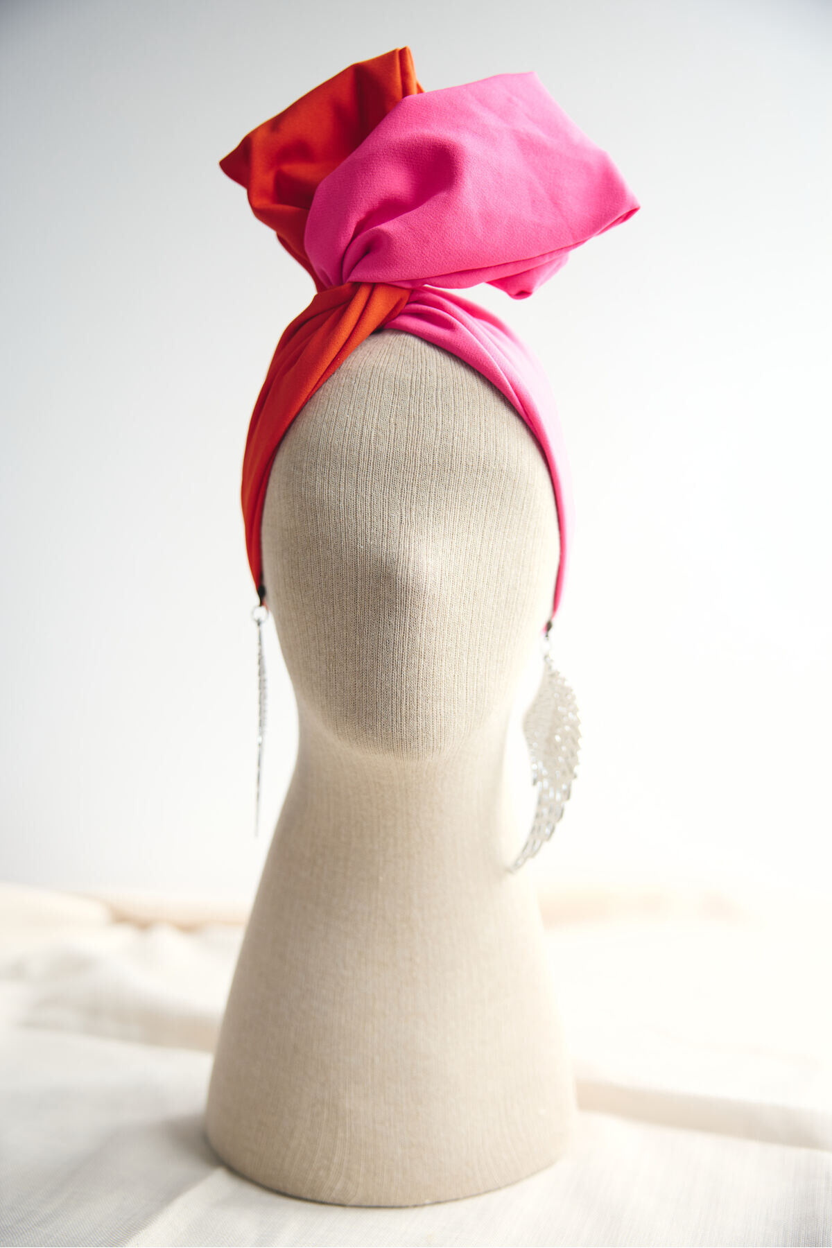 Pembe Turuncu Telli Bandana, Telli Saç Bandı