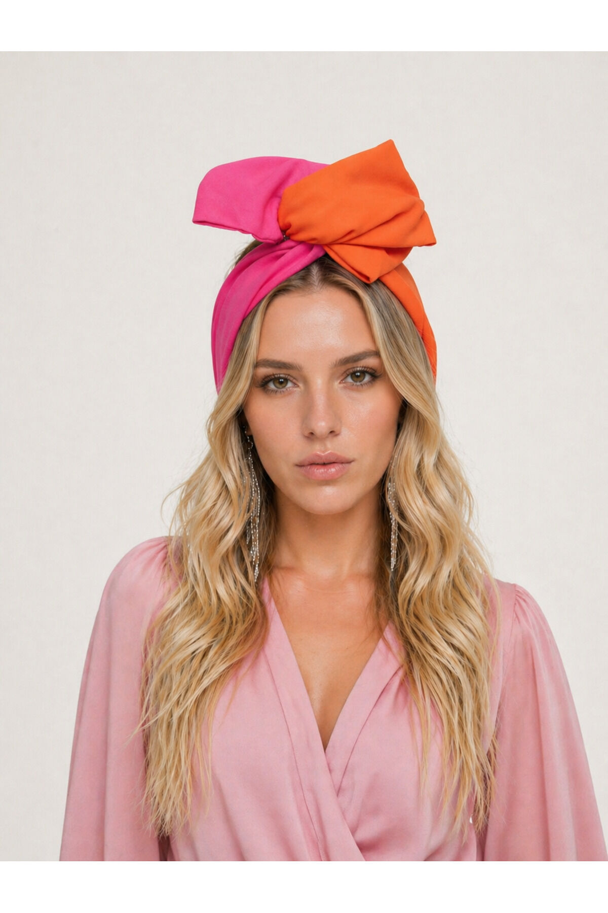 Pembe Turuncu Telli Bandana, Telli Saç Bandı