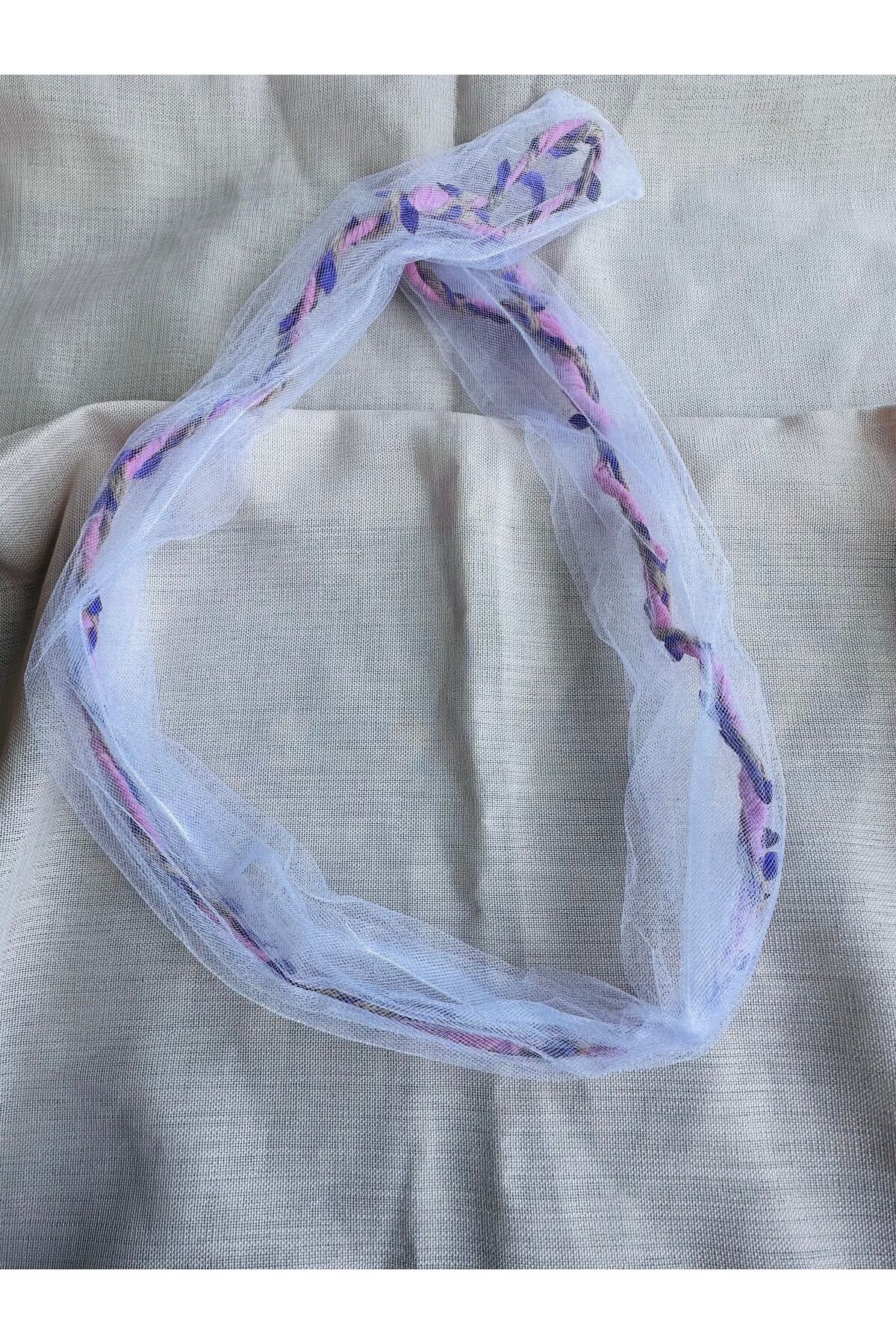 Tül Detaylıa Sarmaşık Telli Saç Bandı Tül telli Bandana