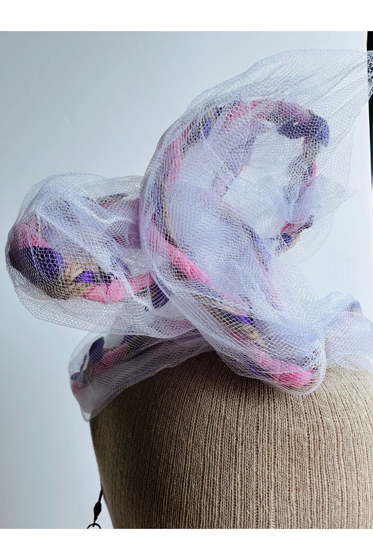 Tül Detaylıa Sarmaşık Telli Saç Bandı Tül telli Bandana