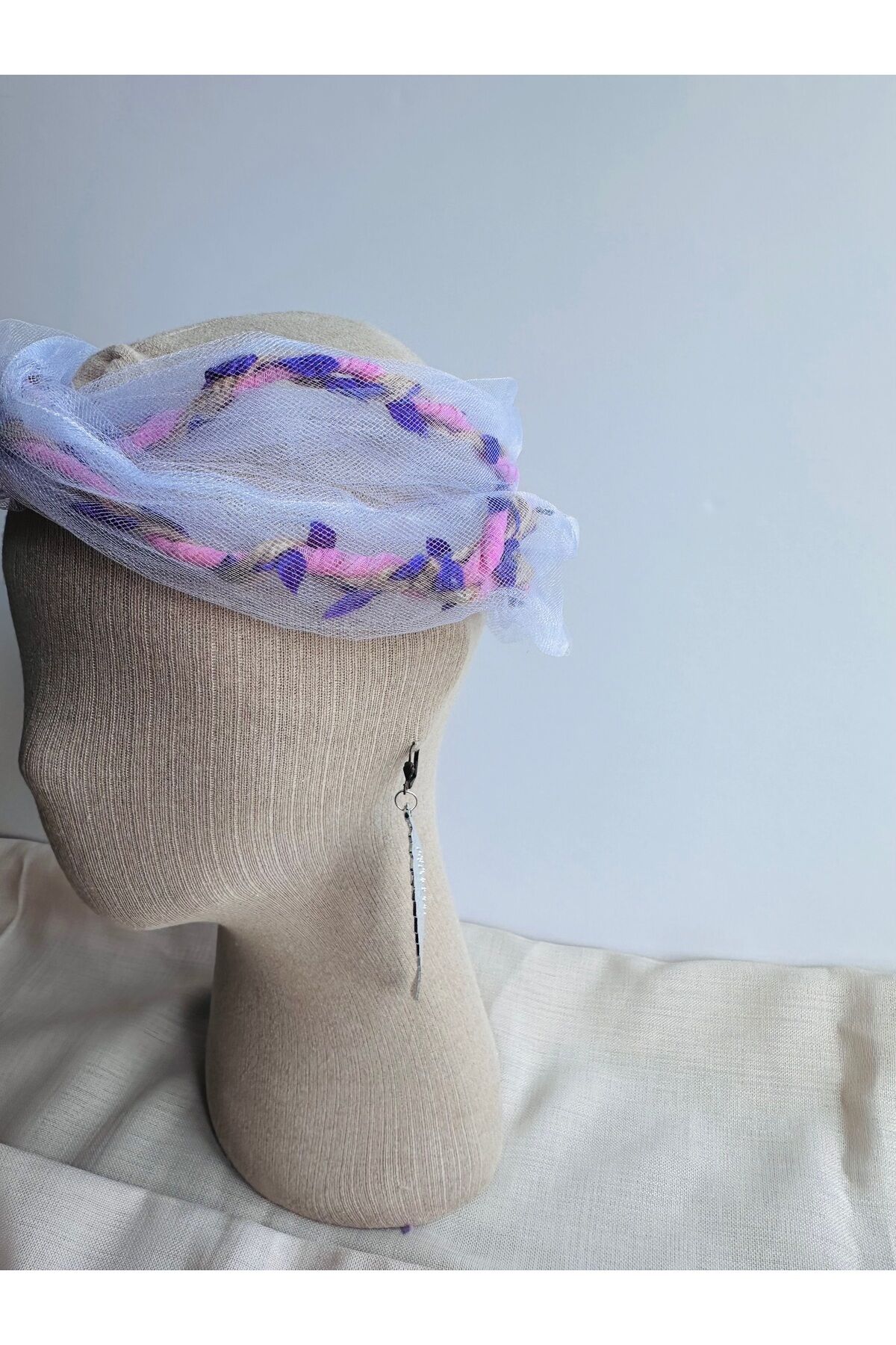 Tül Detaylıa Sarmaşık Telli Saç Bandı Tül telli Bandana