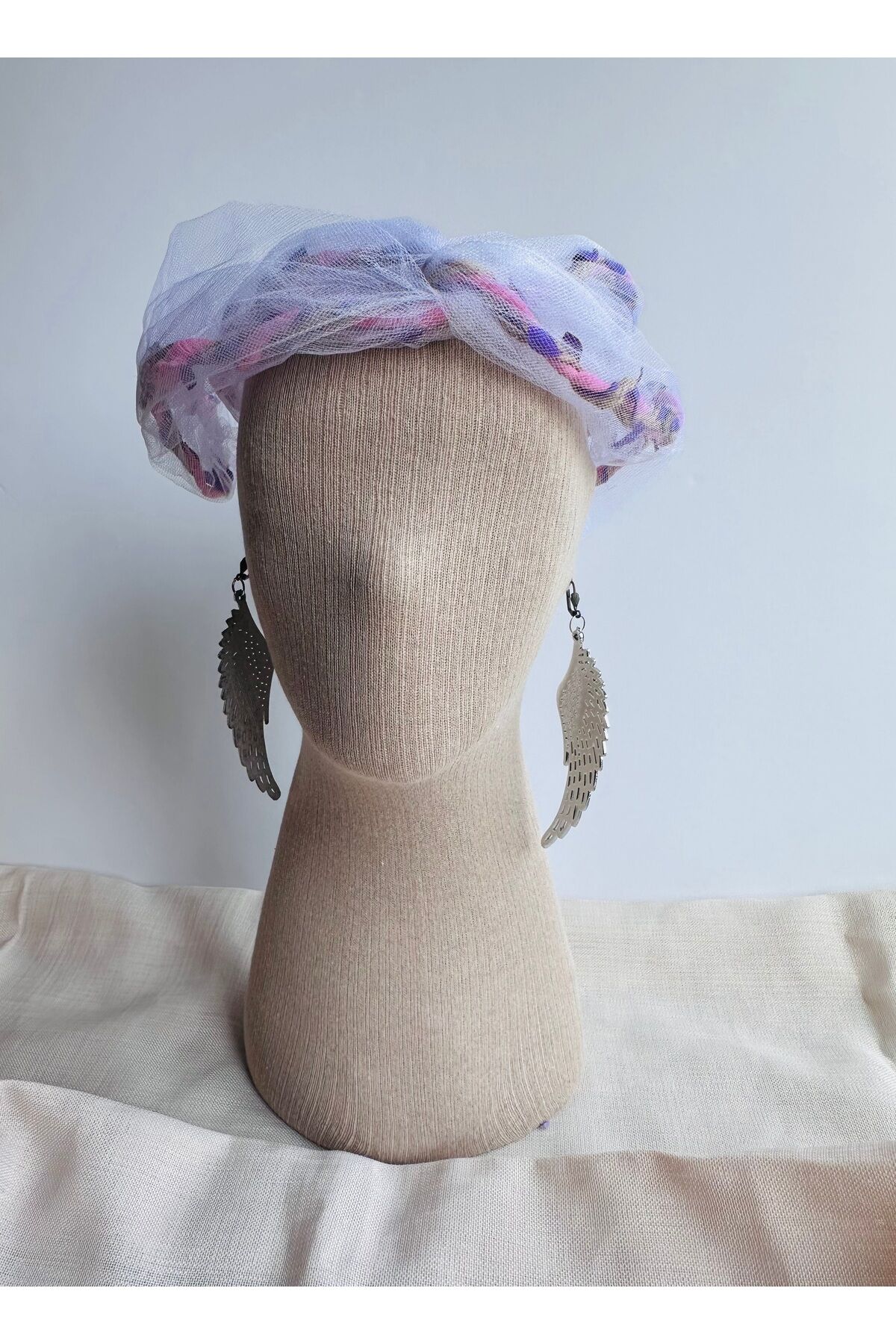 Tül Detaylıa Sarmaşık Telli Saç Bandı Tül telli Bandana