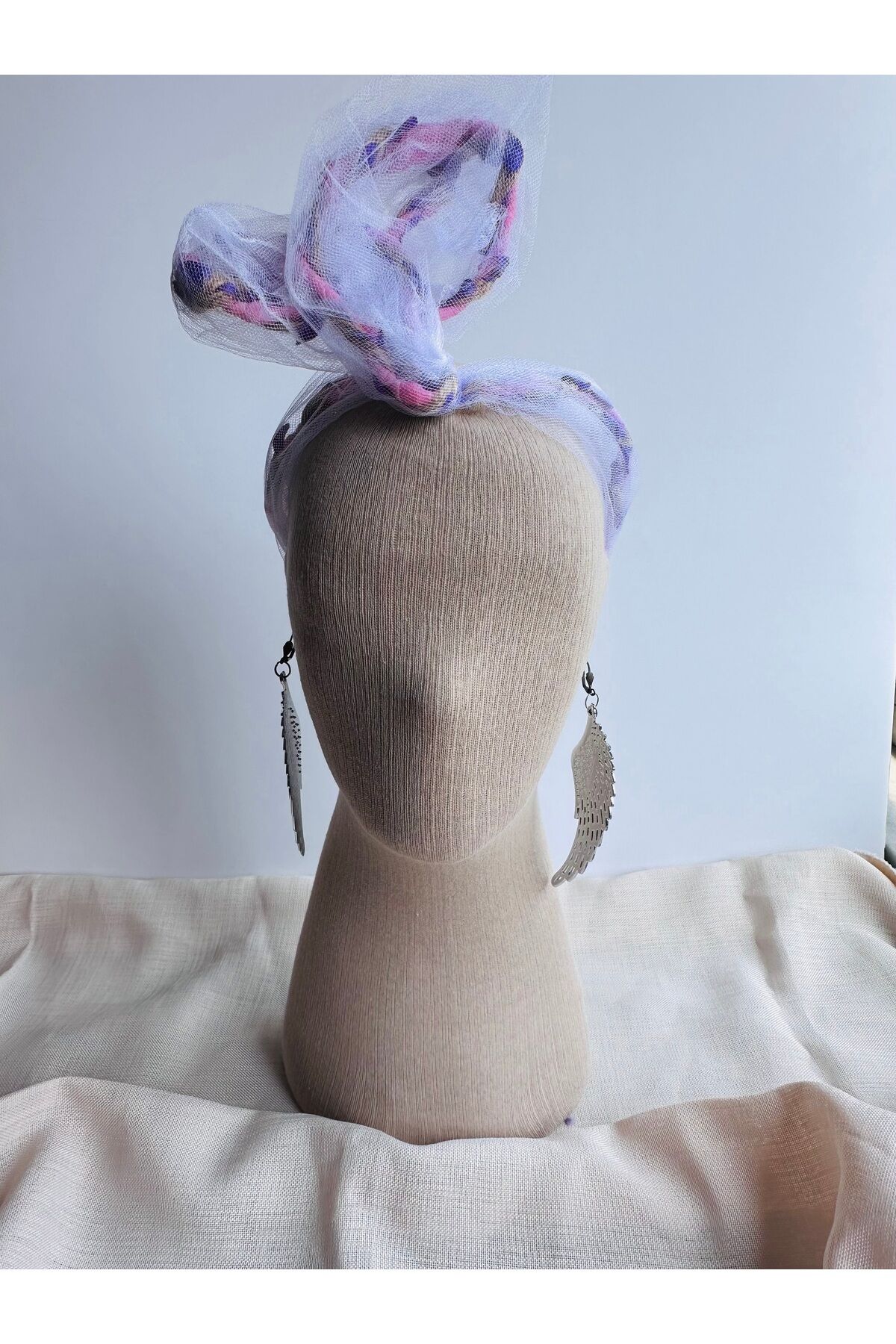 Tül Detaylıa Sarmaşık Telli Saç Bandı Tül telli Bandana